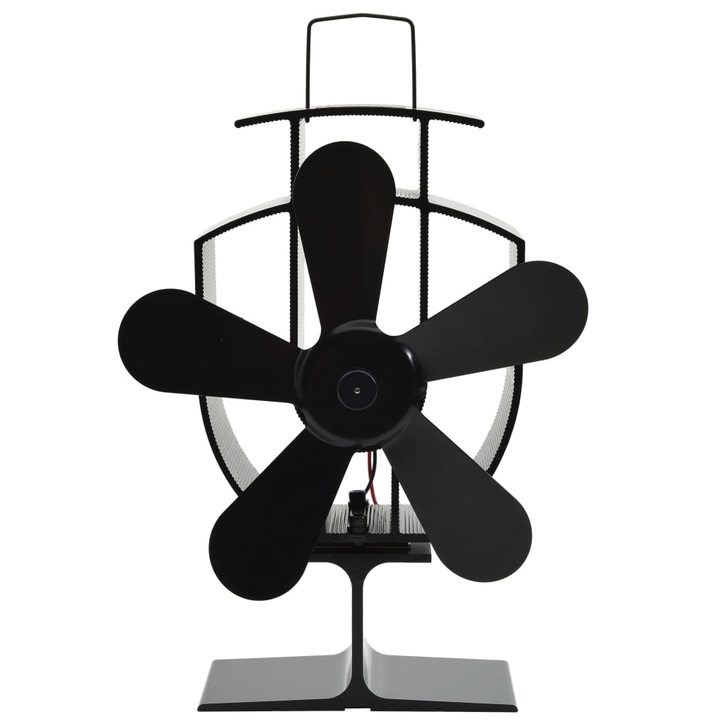 Heat Powered Stove Fan 5 Blades Black