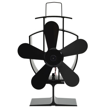 Heat Powered Stove Fan 5 Blades Black