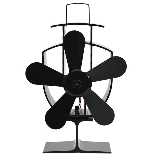 Heat Powered Stove Fan 5 Blades Black
