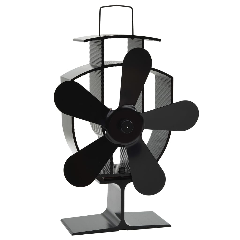 Heat Powered Stove Fan 5 Blades Black
