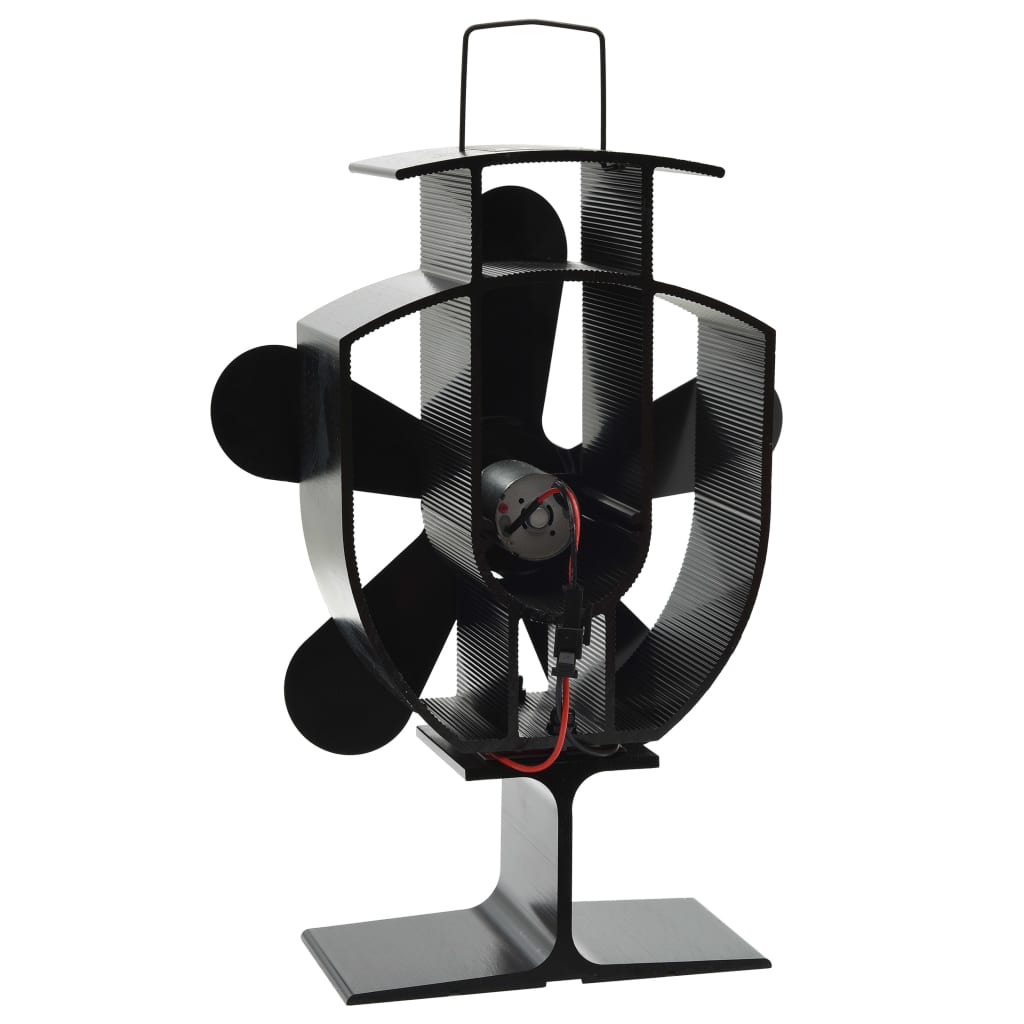 Heat Powered Stove Fan 5 Blades Black