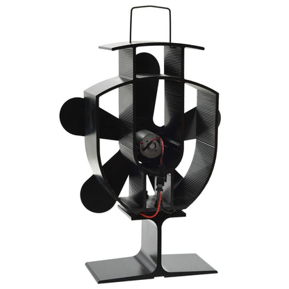 Heat Powered Stove Fan 5 Blades Black