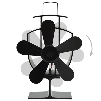 Heat Powered Stove Fan 5 Blades Black