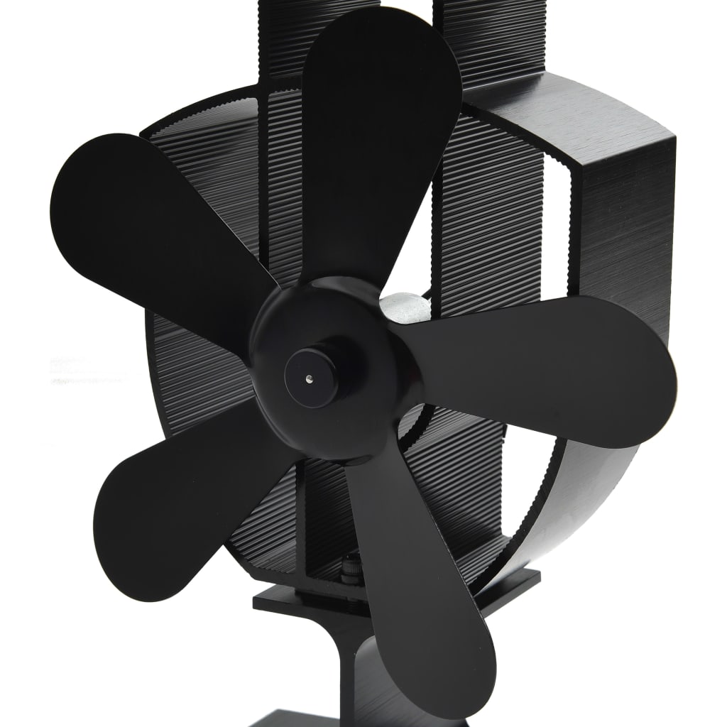 Heat Powered Stove Fan 5 Blades Black