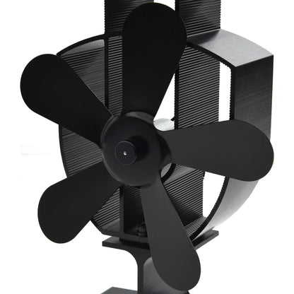 Heat Powered Stove Fan 5 Blades Black