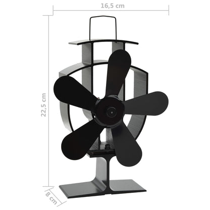 Heat Powered Stove Fan 5 Blades Black