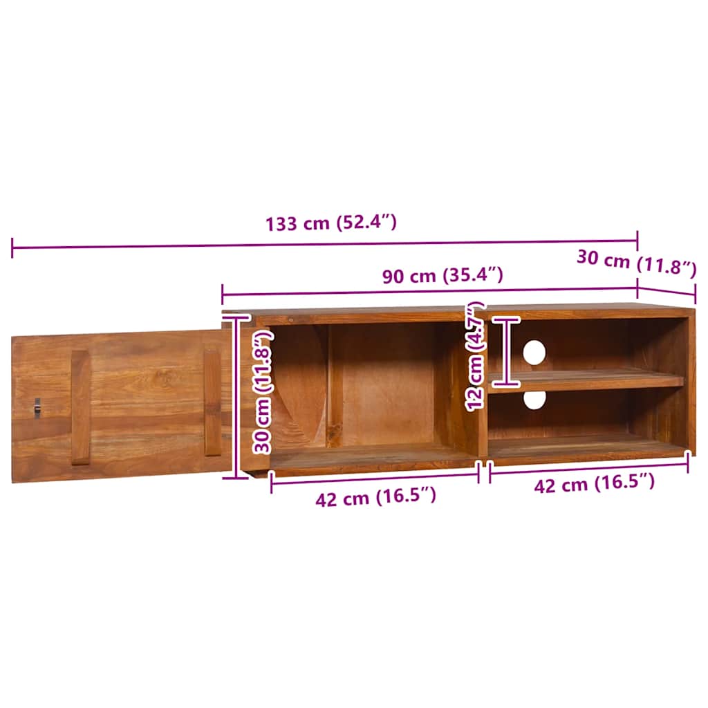 Wall-mounted TV Cabinet 90x30x30 cm Solid Teak Wood