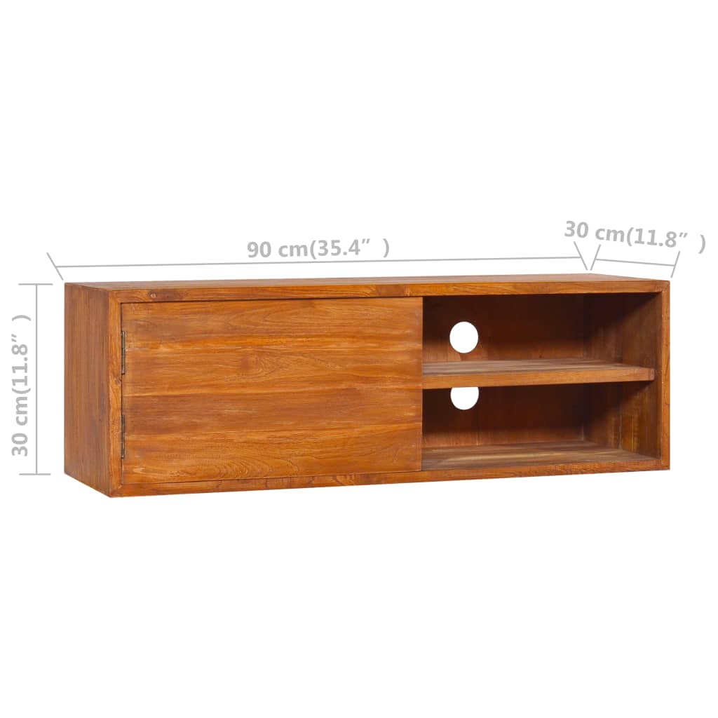 Wall-mounted TV Cabinet 90x30x30 cm Solid Teak Wood