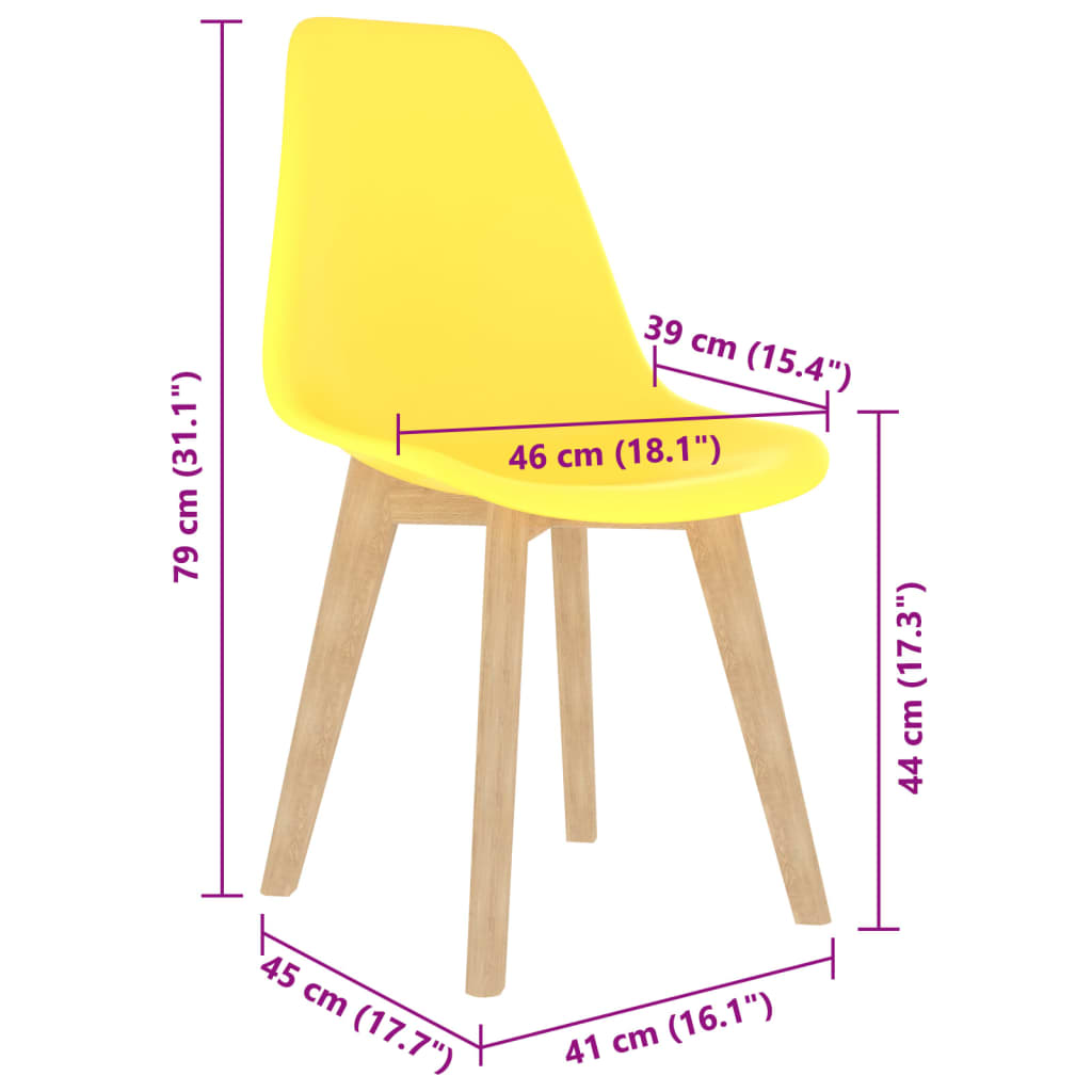 Dining Chairs 2 pcs Yellow Plastic