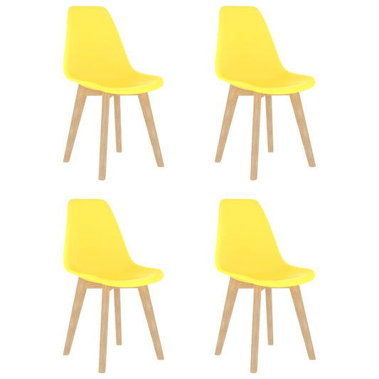 Dining Chairs 4 pcs Yellow Plastic