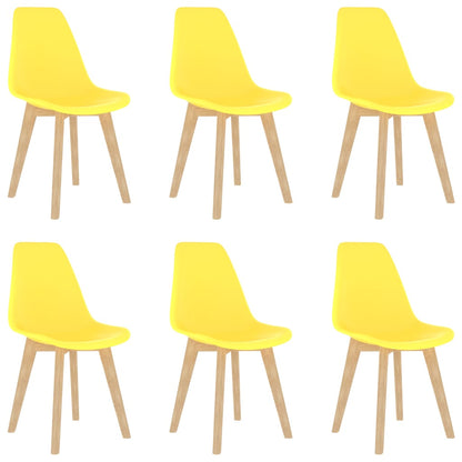 Dining Chairs 6 pcs Yellow Plastic