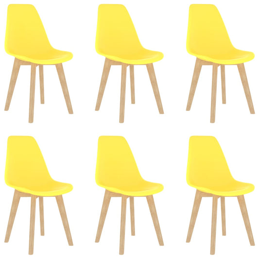 Dining Chairs 6 pcs Yellow Plastic