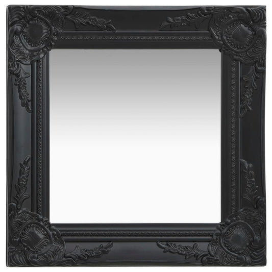 Wall Mirror Baroque Style 40x40 cm Black