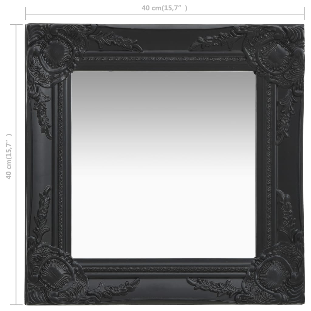 Wall Mirror Baroque Style 40x40 cm Black