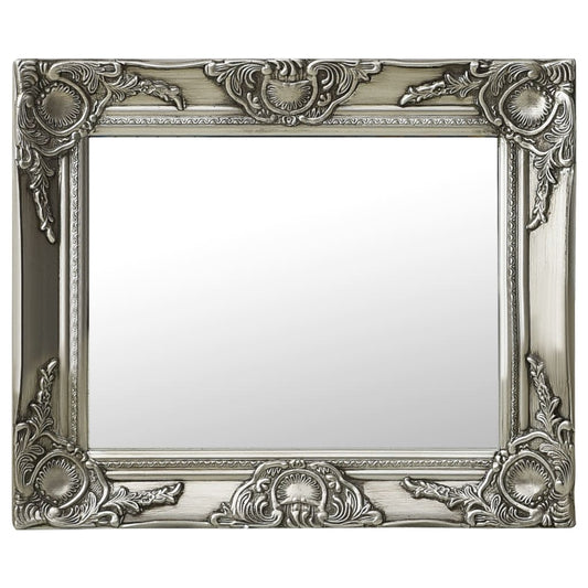 Wall Mirror Baroque Style 50x40 cm Silver