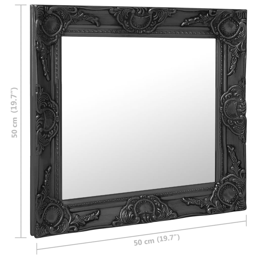 Wall Mirror Baroque Style 50x50 cm Black