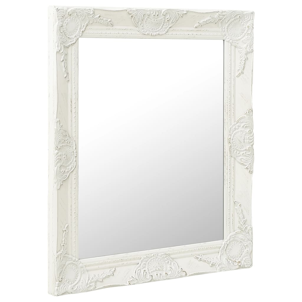 Wall Mirror Baroque Style 50x60 cm White