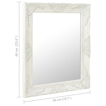 Wall Mirror Baroque Style 50x60 cm White