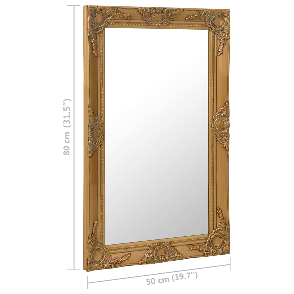 Wall Mirror Baroque Style 50x80 cm Gold