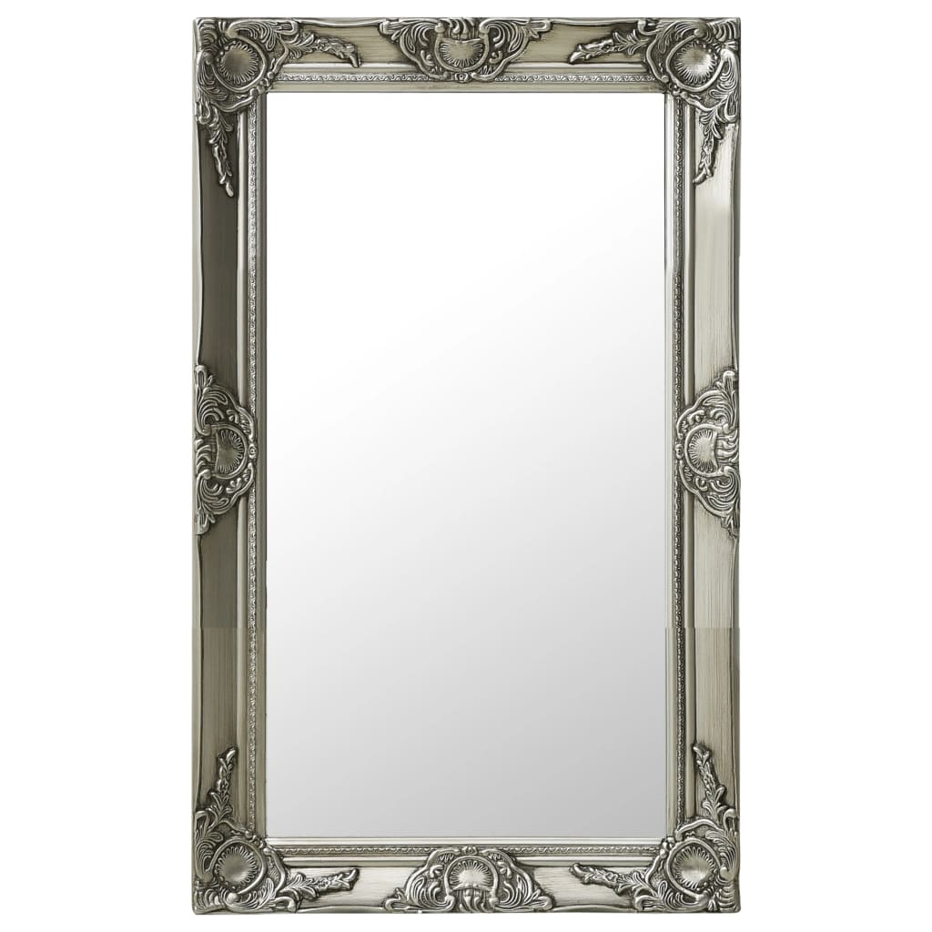 Wall Mirror Baroque Style 50x80 cm Silver