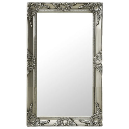 Wall Mirror Baroque Style 50x80 cm Silver