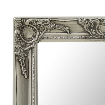 Wall Mirror Baroque Style 50x80 cm Silver