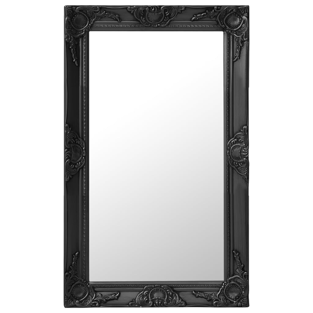 Wall Mirror Baroque Style 50x80 cm Black