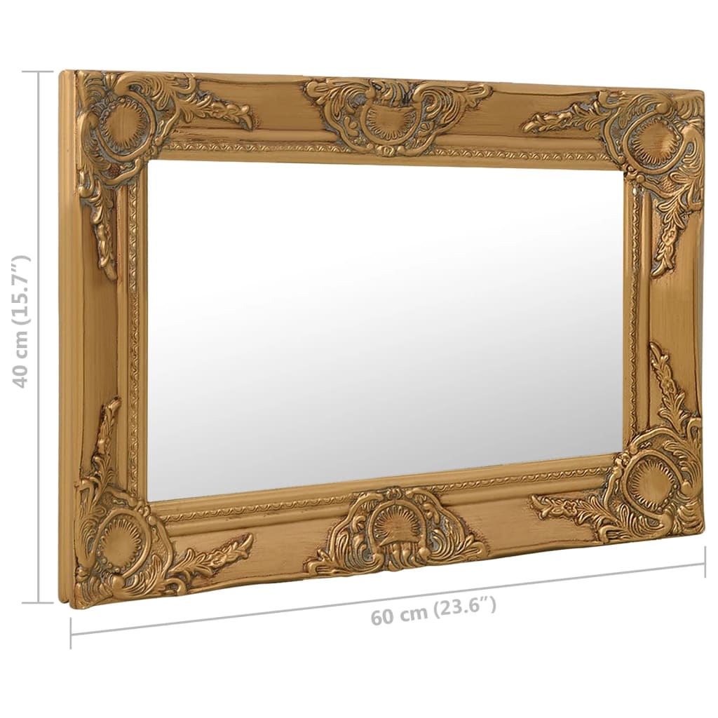 Wall Mirror Baroque Style 60x40 cm Gold