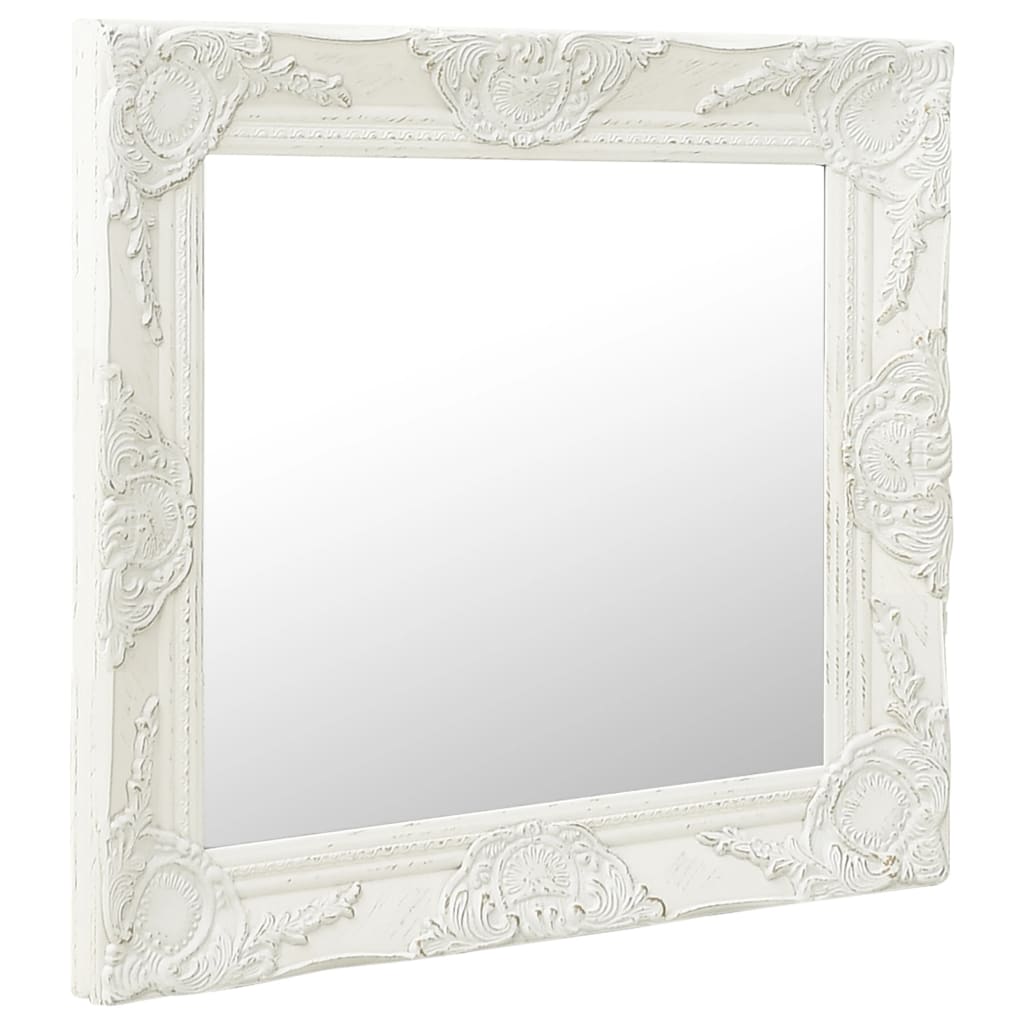 Wall Mirror Baroque Style 60x60 cm White