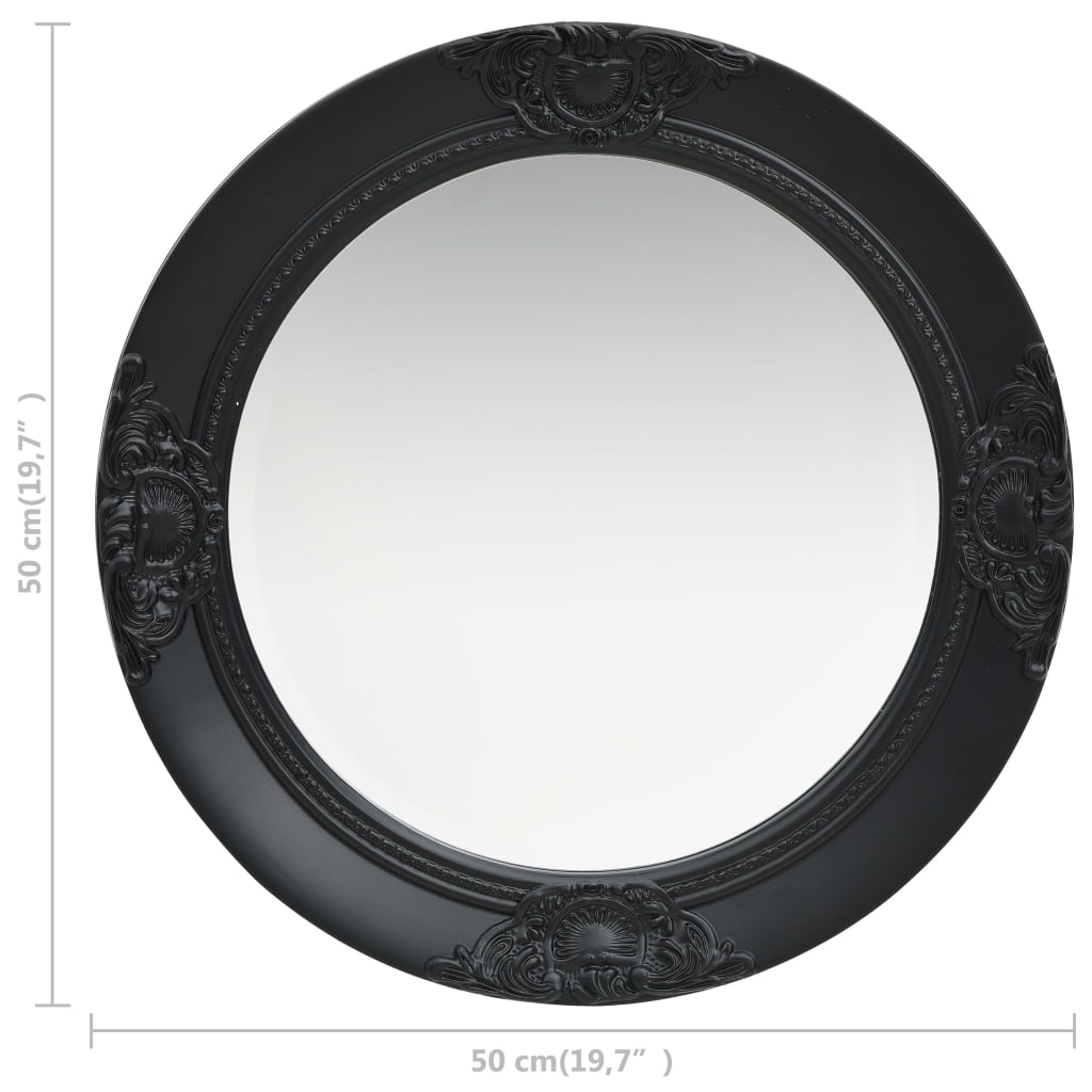 Wall Mirror Baroque Style 50 cm Black