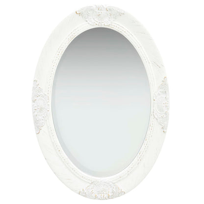 Wall Mirror Baroque Style 50x70 cm White