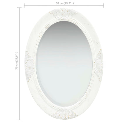 Wall Mirror Baroque Style 50x70 cm White