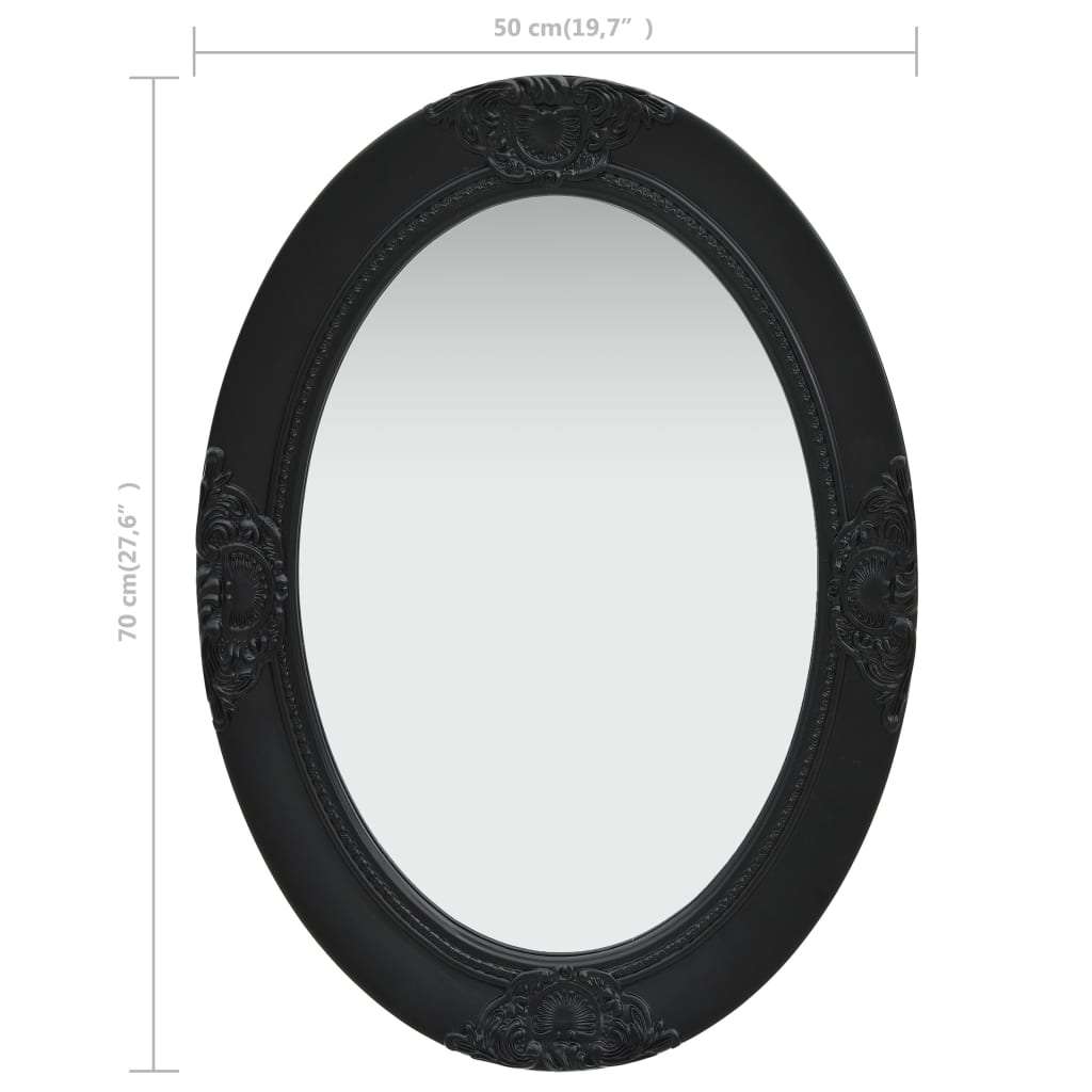 Wall Mirror Baroque Style 50x70 cm Black