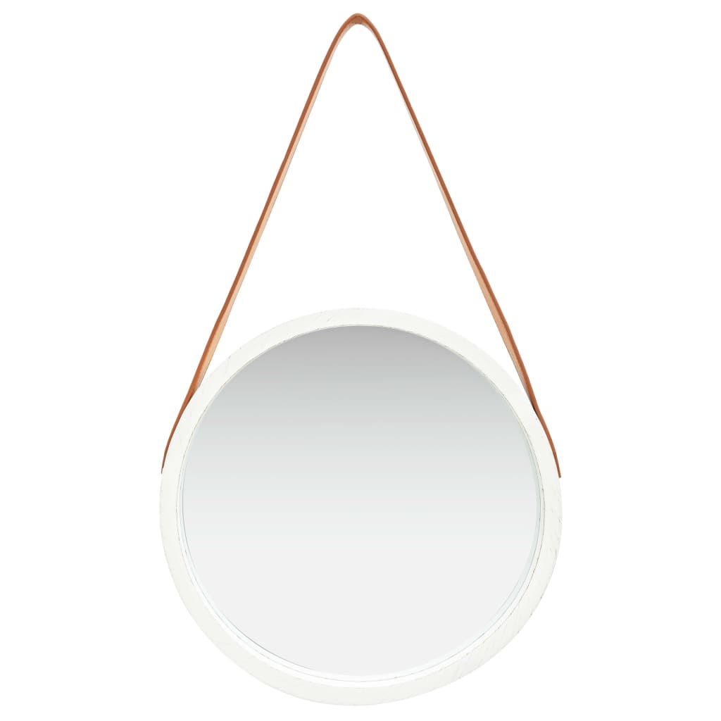 Wall Mirror with Strap 40 cm White