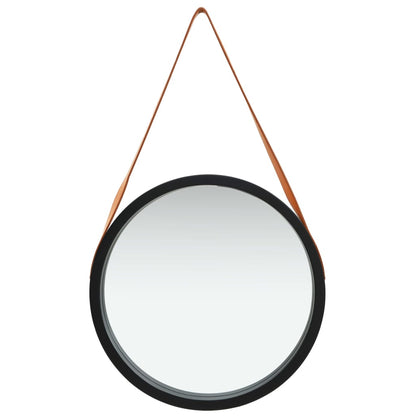 Wall Mirror with Strap 50 cm Black