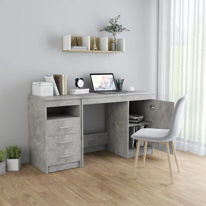 Desk Concrete Grey 140x50x76 cm Engineered Wood