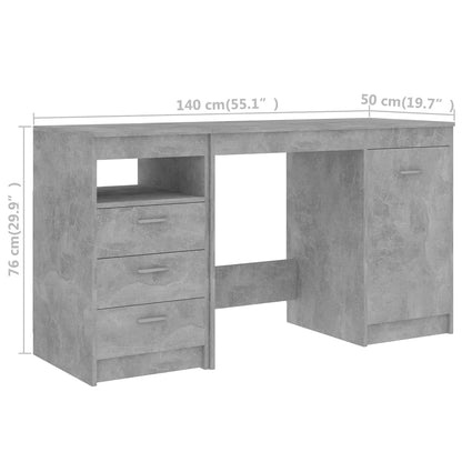 Desk Concrete Grey 140x50x76 cm Engineered Wood