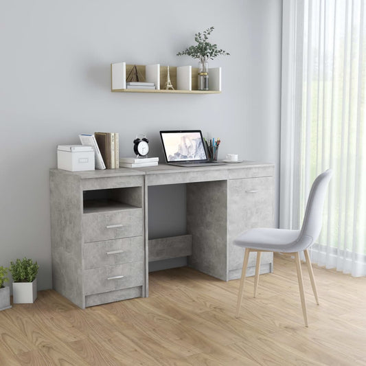 Desk Concrete Grey 140x50x76 cm Engineered Wood