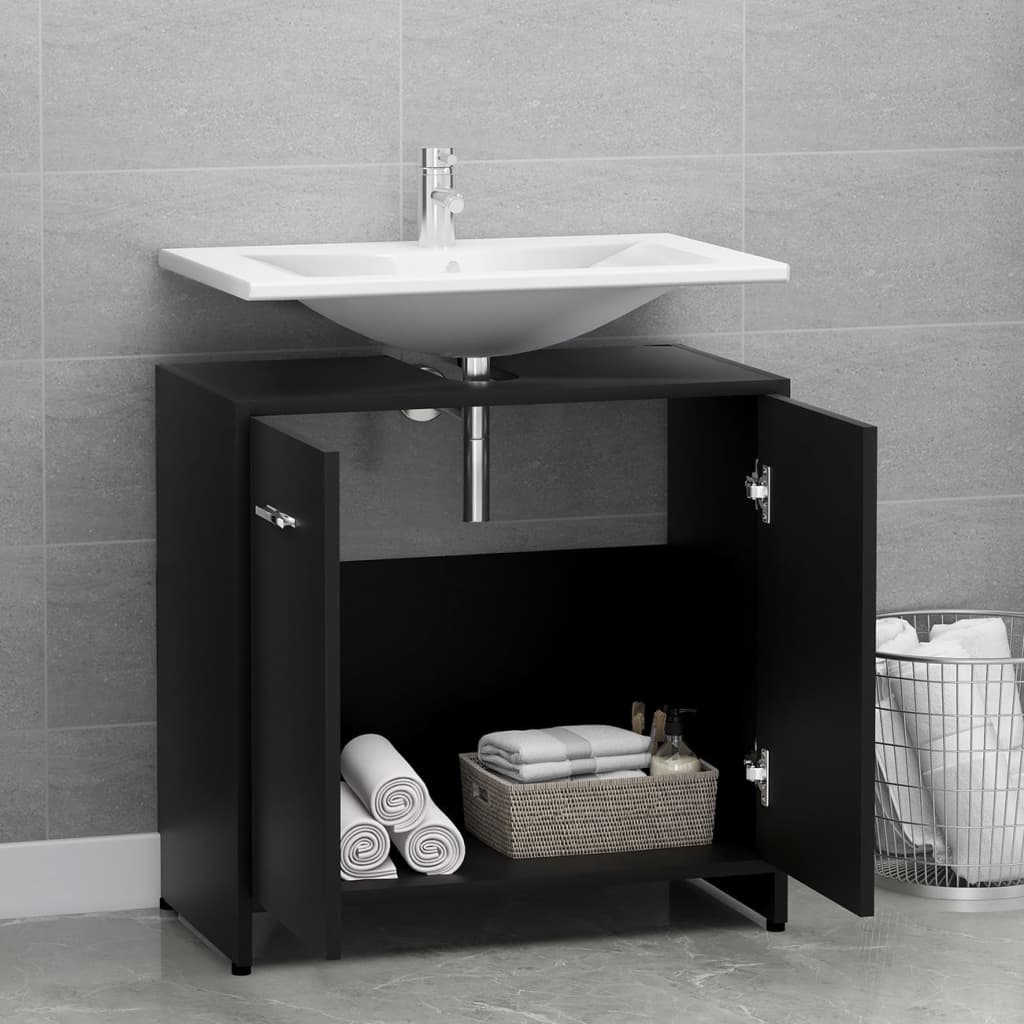 Bathroom Cabinet Black 60x33x61 cm Engineered Wood
