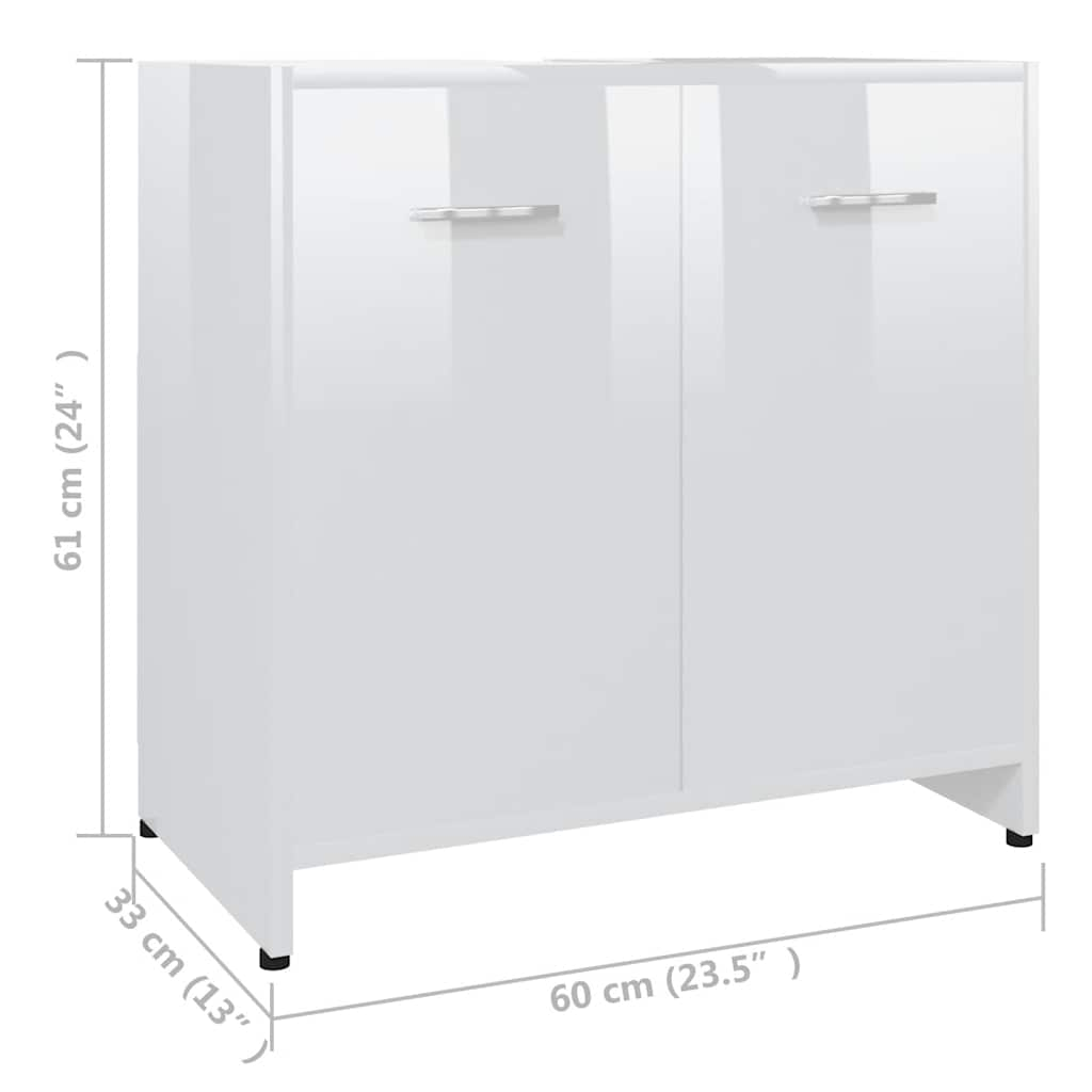 Bathroom Cabinet High Gloss White 60x33x61 cm Engineered Wood