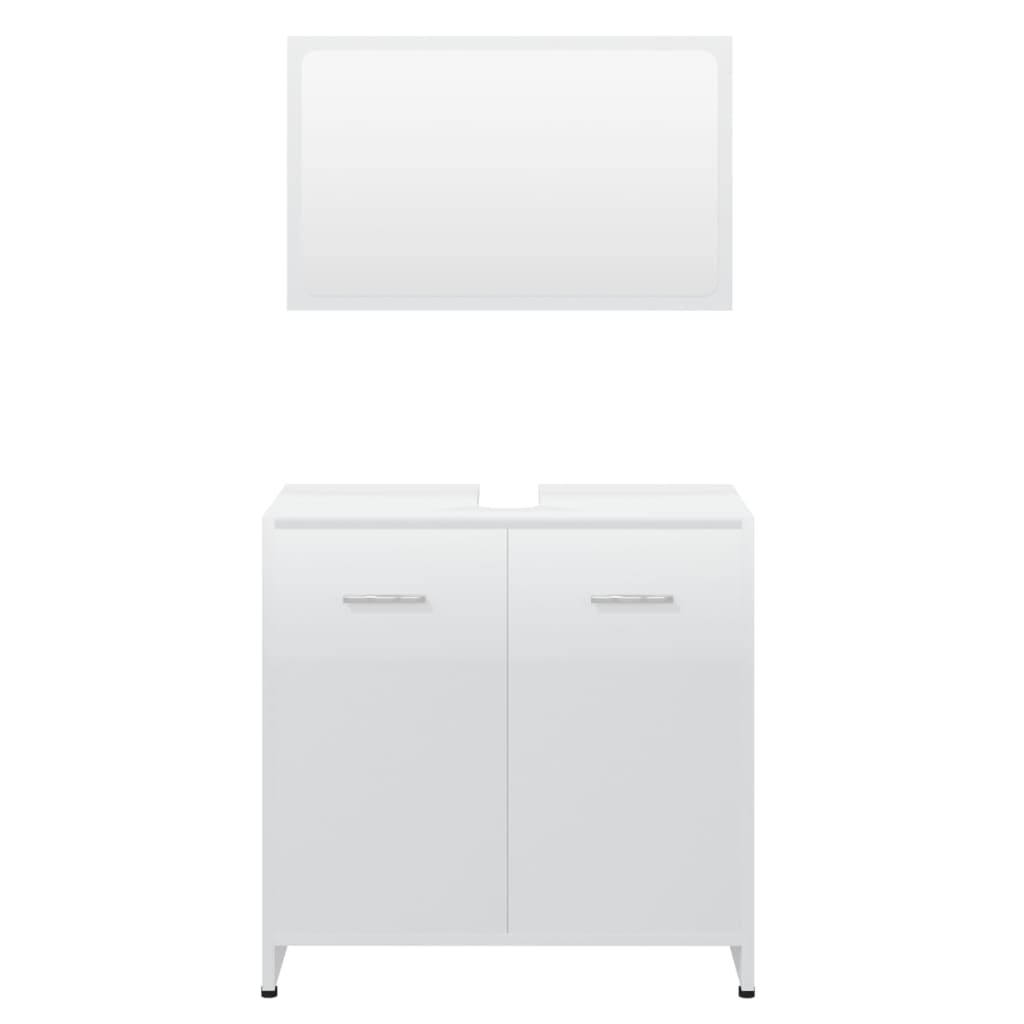 Bathroom Furniture Set High Gloss White Engineered Wood