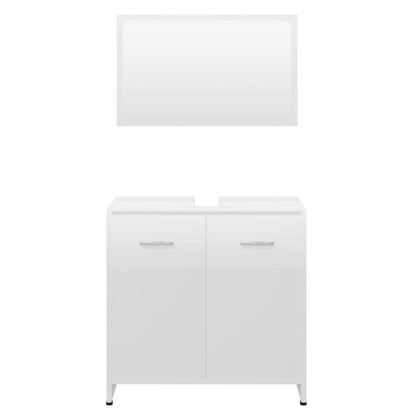 Bathroom Furniture Set High Gloss White Engineered Wood