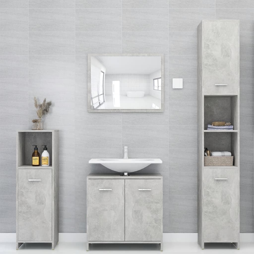 Bathroom Cabinet Concrete Grey 30x30x95 cm Engineered Wood