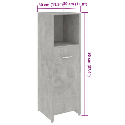 Bathroom Cabinet Concrete Grey 30x30x95 cm Engineered Wood