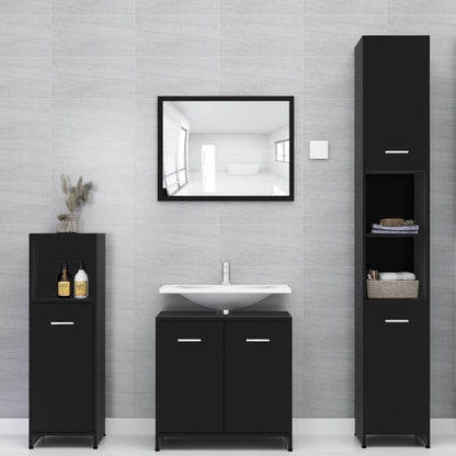 Bathroom Cabinet Black 30x30x183.5 cm Engineered Wood