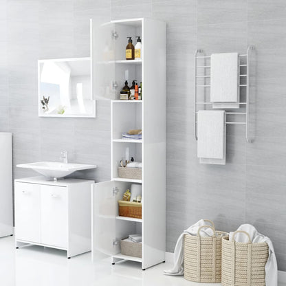 Bathroom Cabinet High Gloss White 30x30x183.5 cm Engineered Wood