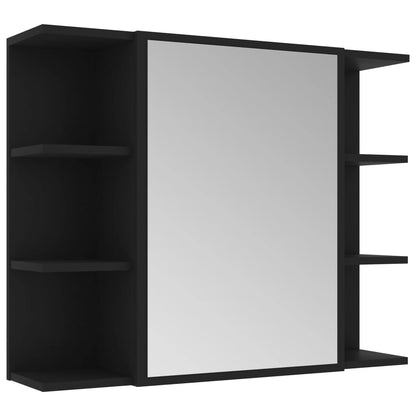 Bathroom Mirror Cabinet Black 80x20.5x64 cm Engineered Wood