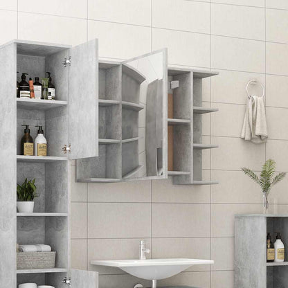 Bathroom Mirror Cabinet Concrete Grey 80x20.5x64 cm Engineered Wood