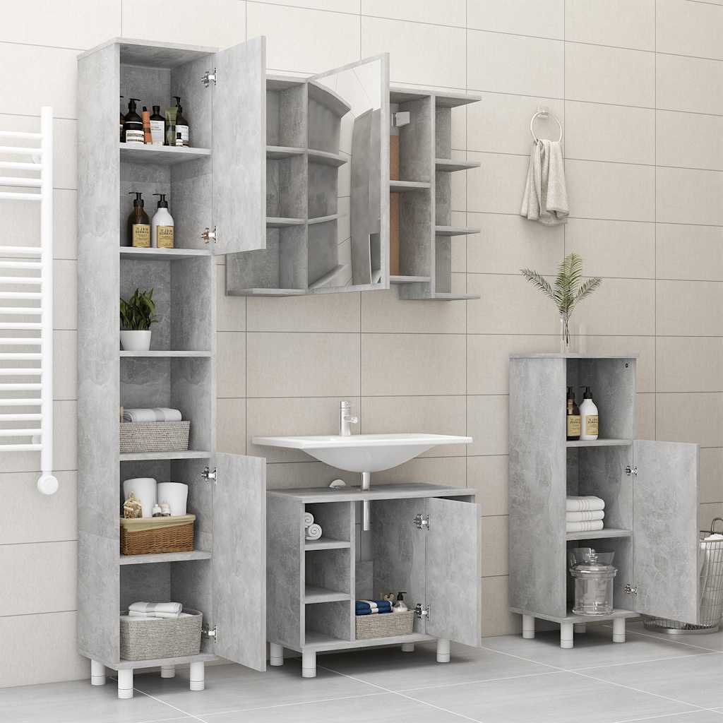 Bathroom Mirror Cabinet Concrete Grey 80x20.5x64 cm Engineered Wood