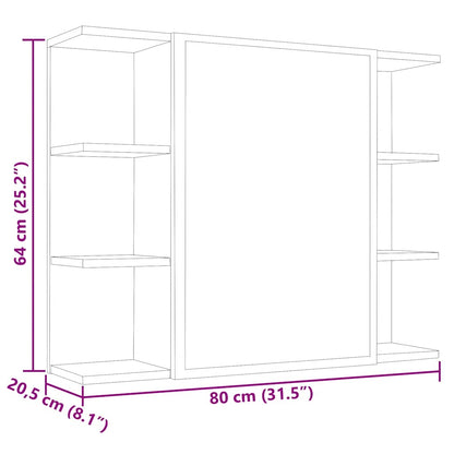 Bathroom Mirror Cabinet Concrete Grey 80x20.5x64 cm Engineered Wood